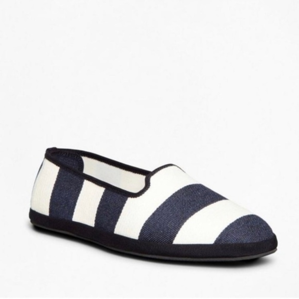 Brooks Brothers Striped Canvas Flats Navy/White size 8.5